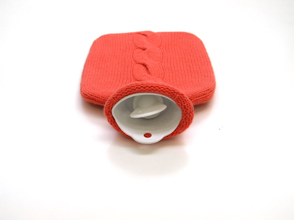 Wärmflasche gestrickt Zopf aus 100% Kaschmir