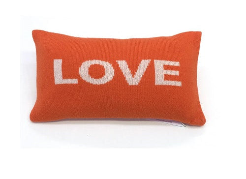 Nackenkissen "LOVE" fein gestrickt aus Kaschmir, Merinowolle und Seide